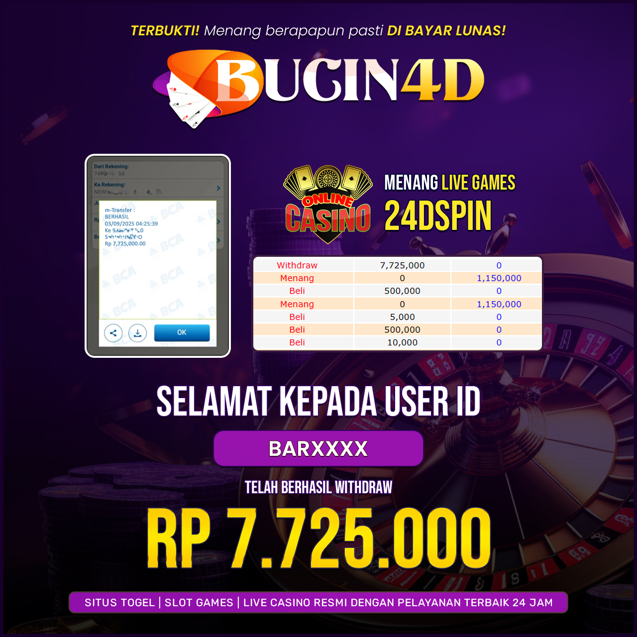 BUKTI JP LIVE CASINO
