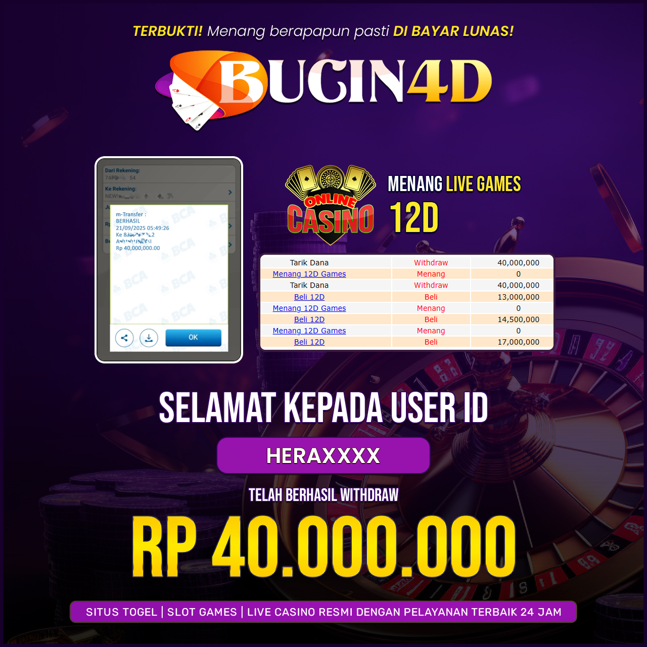 BUKTI JP LIVE CASINO