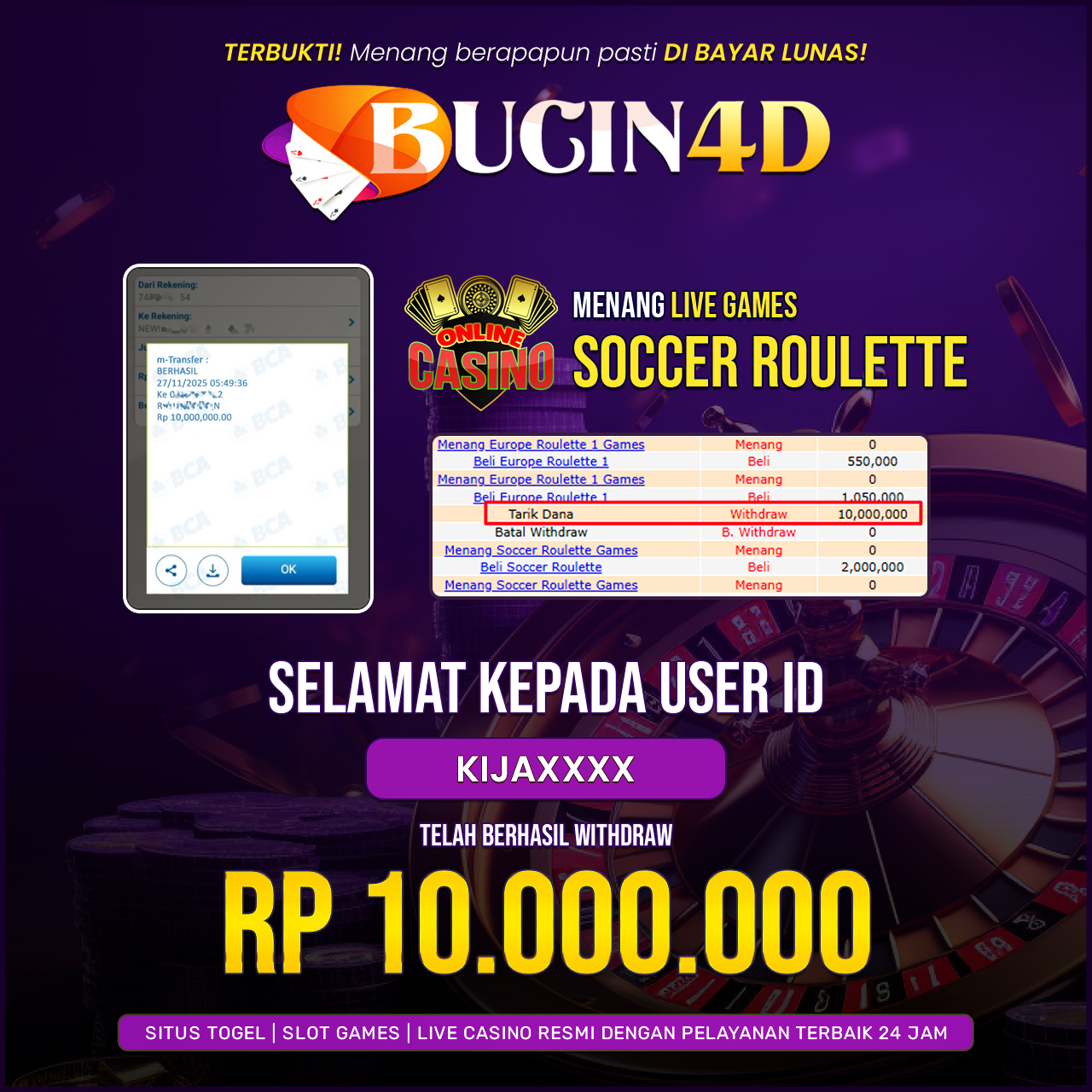 BUKTI JP LIVE CASINO