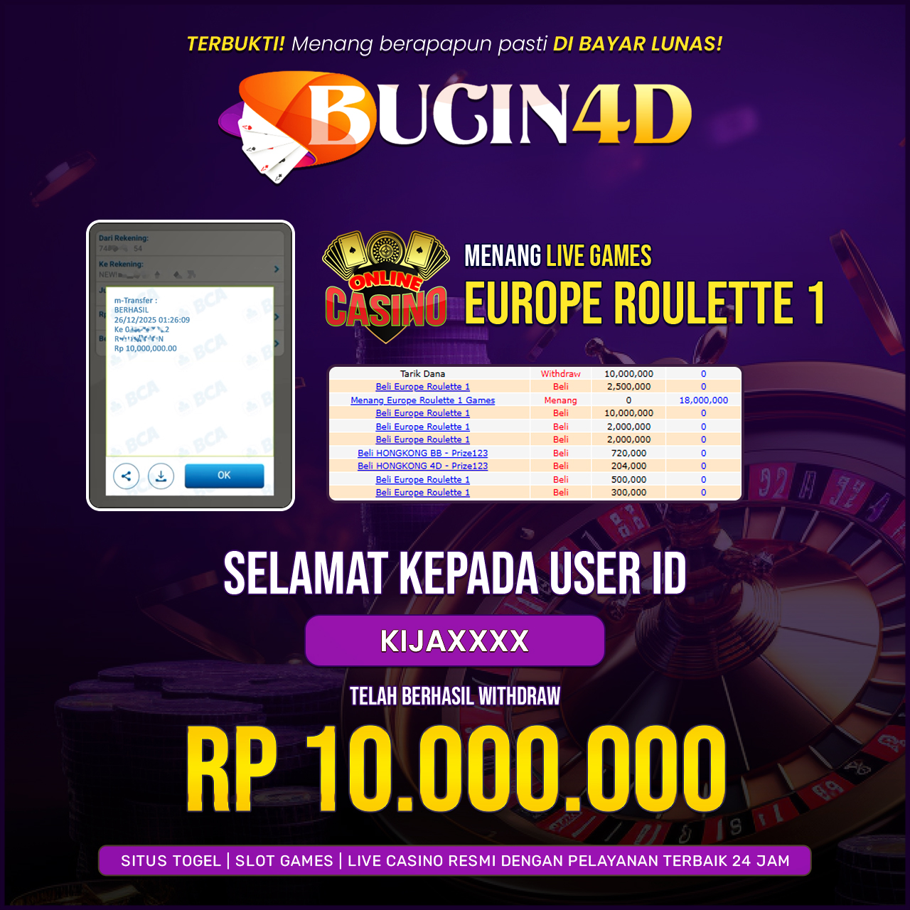 BUKTI JP LIVE CASINO