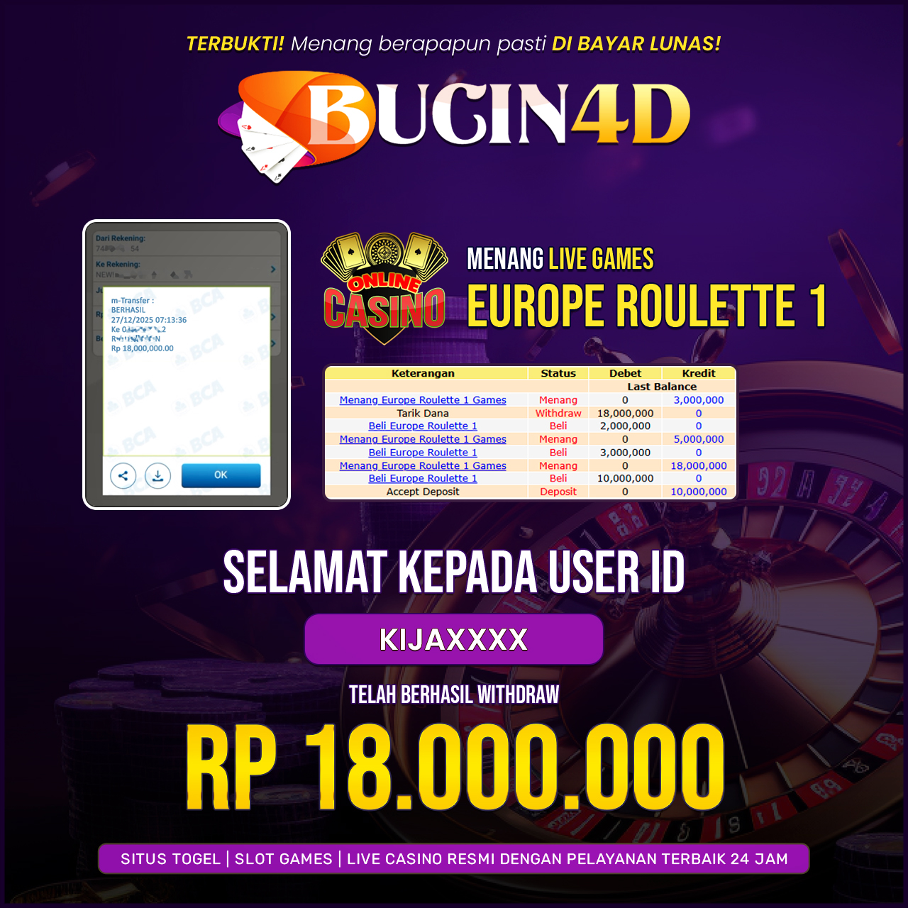BUKTI JP LIVE CASINO