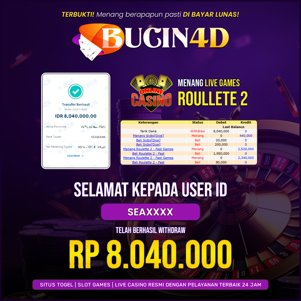 BUKTI JP LIVE CASINO