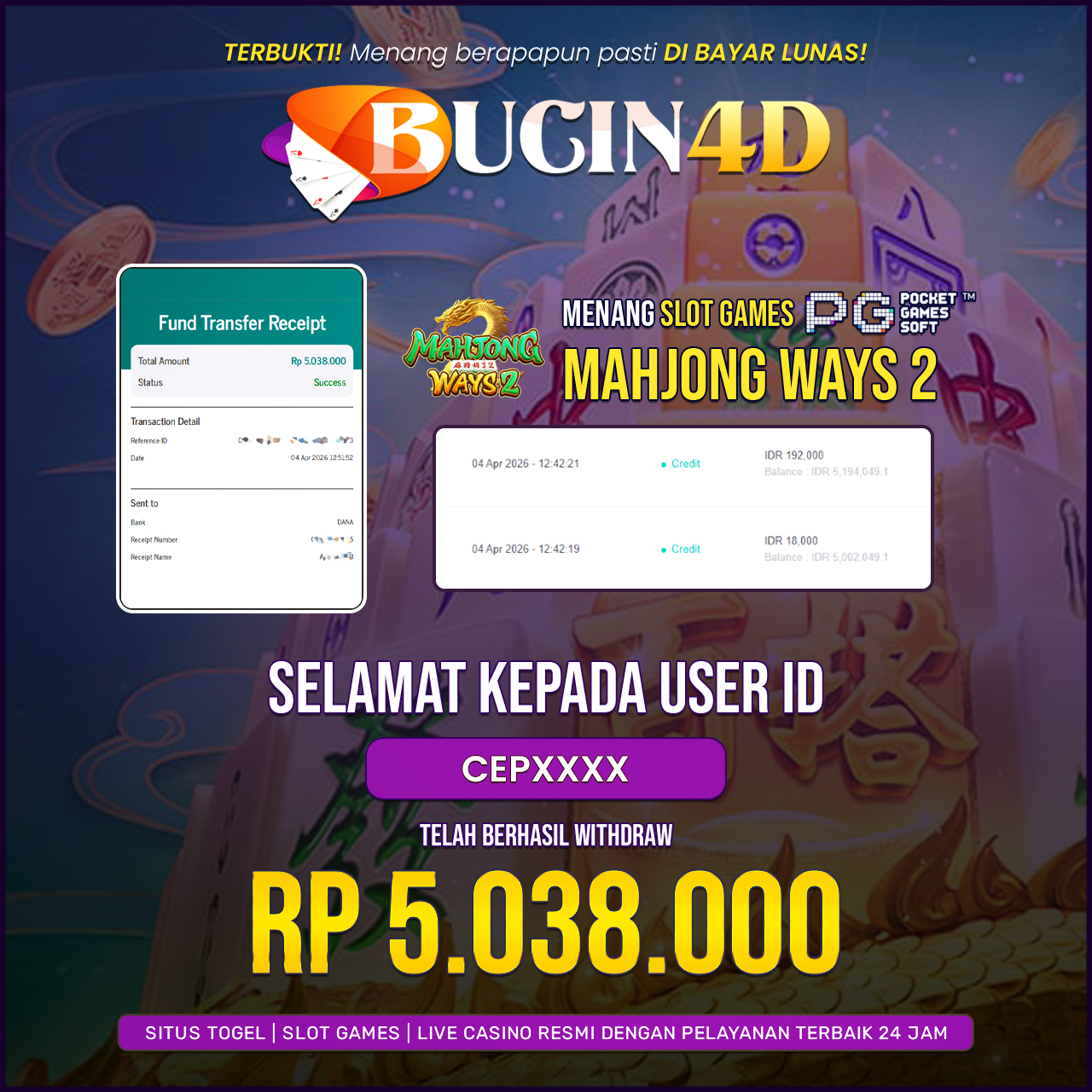 BUKTI JP SLOT PG SOFT